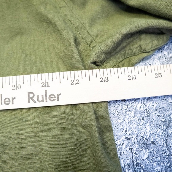 Mens Shirt XL Green Linen Button Down Long Sleeve Outdoors Minimalist Layer - Picture 10 of 16